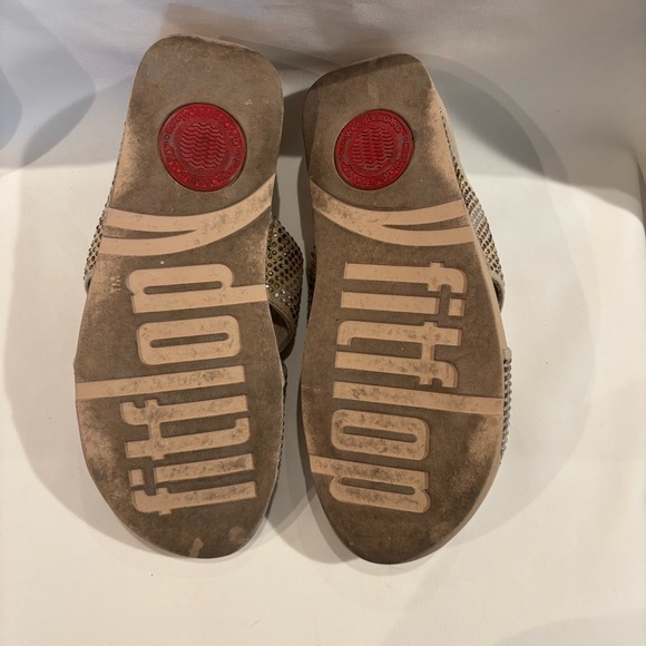 FITFLOP Sz 7 Strobe Crisscross Slide Confort Sandals with Rhinestone Encrusted - Picture 7 of 9